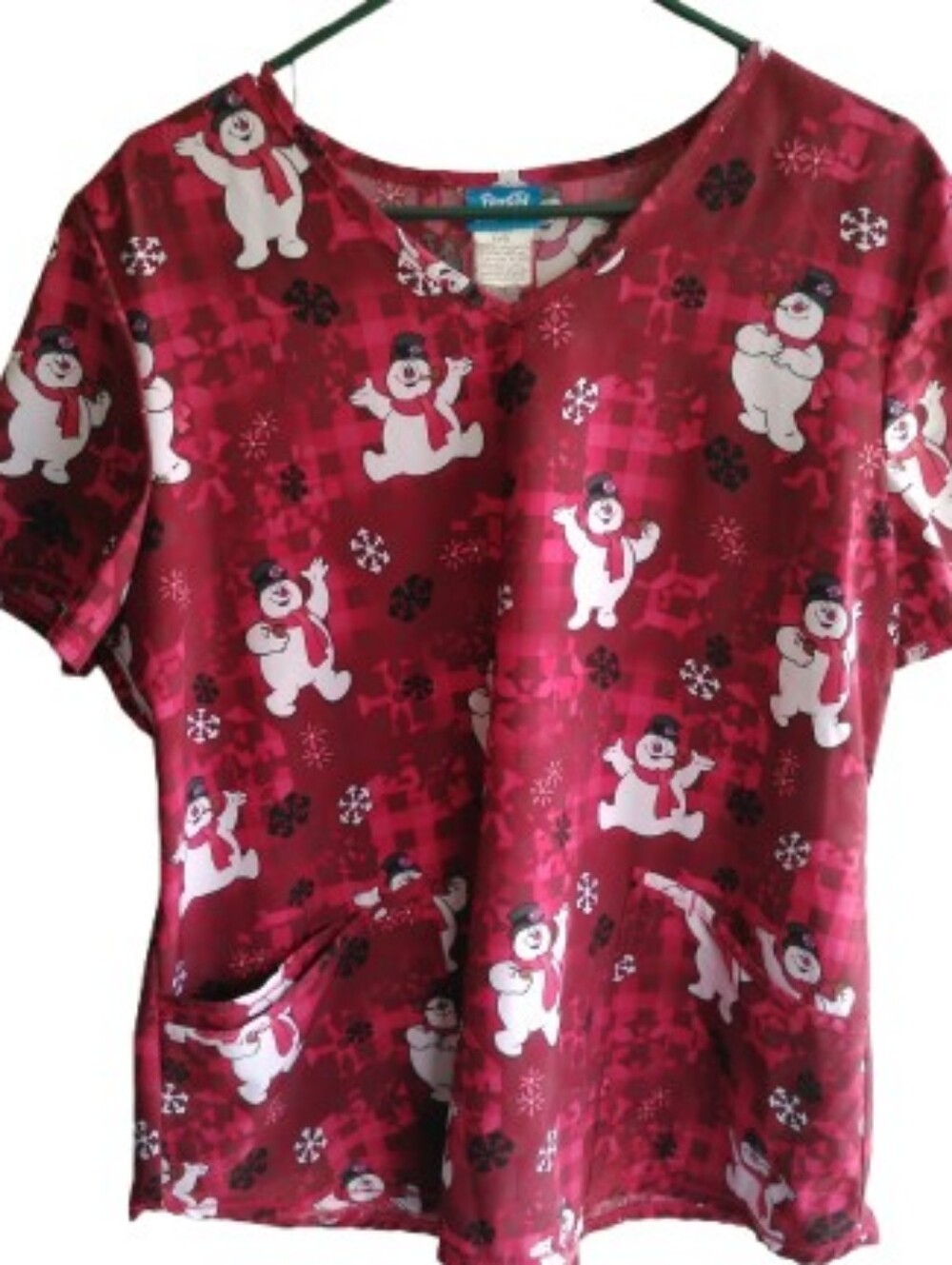 Frosty The Snowman Red Scrub Top Large